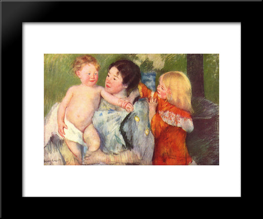 After The Bath 20x24 Black Modern Wood Framed Art Print Poster by Cassatt, Mary