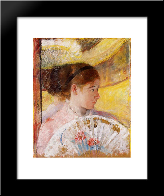 At The Theater 20x24 Black Modern Wood Framed Art Print Poster by Cassatt, Mary