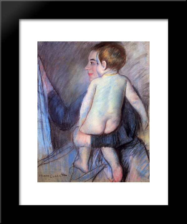 At The Window 20x24 Black Modern Wood Framed Art Print Poster by Cassatt, Mary