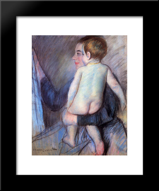 At The Window 20x24 Black Modern Wood Framed Art Print Poster by Cassatt, Mary