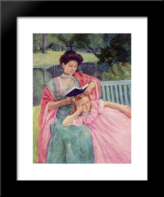 Auguste Reading To Her Daughter 20x24 Black Modern Wood Framed Art Print Poster by Cassatt, Mary