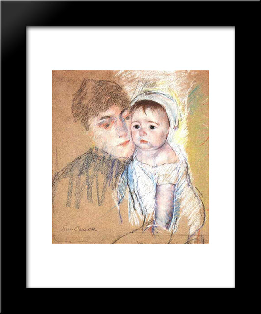 Baby Bill In Cap And Shift 20x24 Black Modern Wood Framed Art Print Poster by Cassatt, Mary