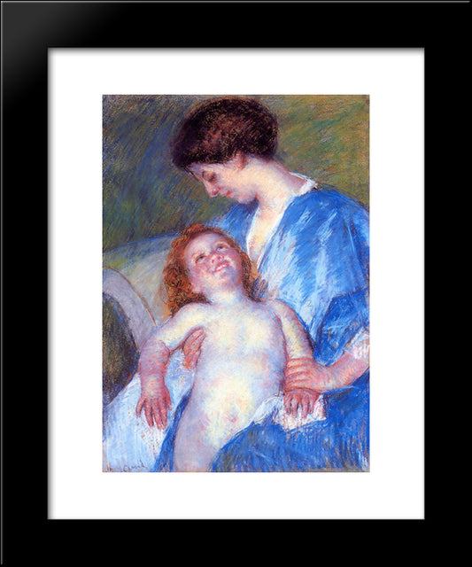 Baby Smiling Up At Her Mother 20x24 Black Modern Wood Framed Art Print Poster by Cassatt, Mary