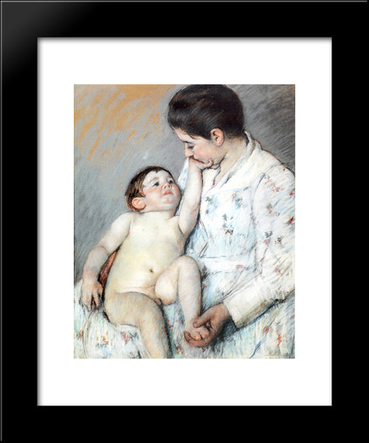 Baby`S First Cess 20x24 Black Modern Wood Framed Art Print Poster by Cassatt, Mary