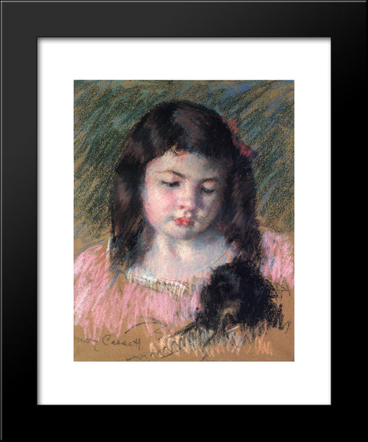 Bust Of Francoise Looking Down 20x24 Black Modern Wood Framed Art Print Poster by Cassatt, Mary
