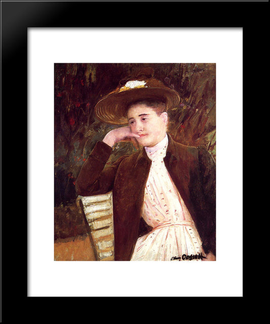 Celeste In A Brown Hat 20x24 Black Modern Wood Framed Art Print Poster by Cassatt, Mary