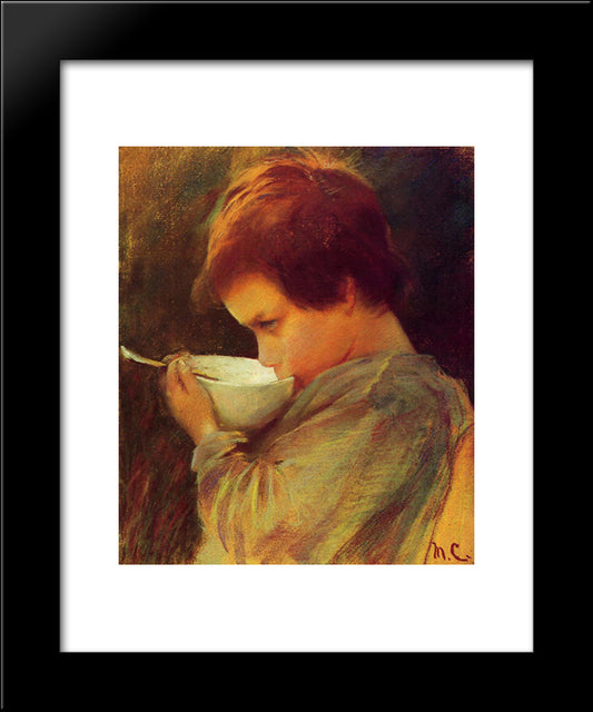 Child Drinking Milk 20x24 Black Modern Wood Framed Art Print Poster by Cassatt, Mary