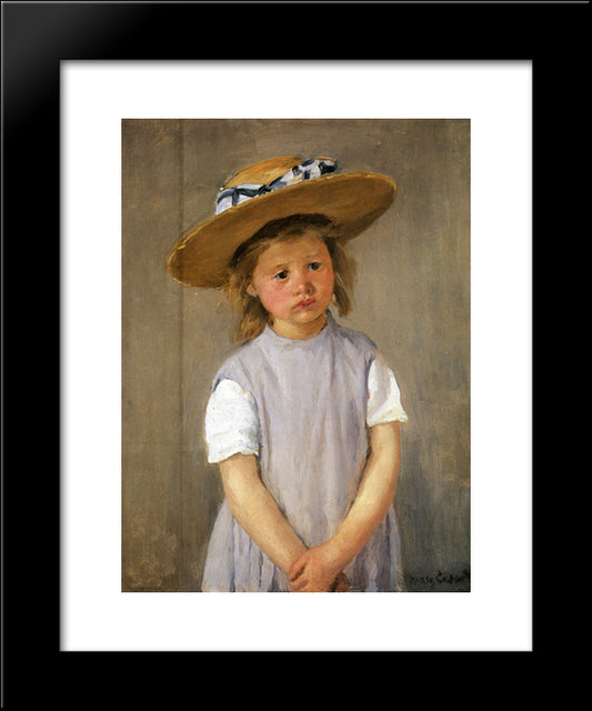 Child In A Straw Hat 20x24 Black Modern Wood Framed Art Print Poster by Cassatt, Mary