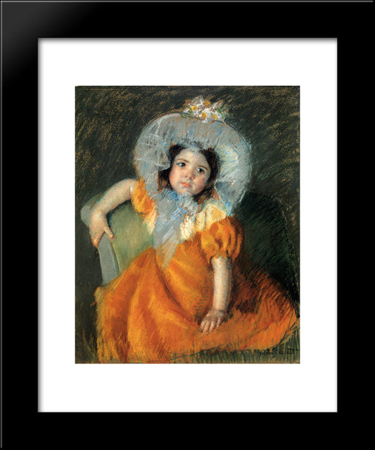 Child In Orange Dress 20x24 Black Modern Wood Framed Art Print Poster by Cassatt, Mary