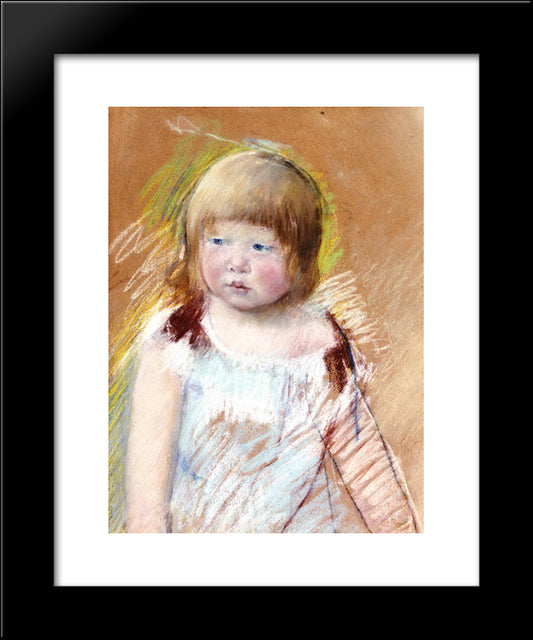 Child With Bangs In A Blue Dress 20x24 Black Modern Wood Framed Art Print Poster by Cassatt, Mary