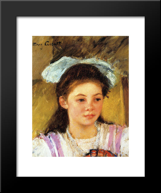Ellen Mary Cassatt With A Large Bow In Her Hair 20x24 Black Modern Wood Framed Art Print Poster by Cassatt, Mary