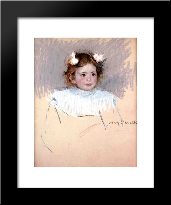 Ellen With Bows In Her Hair, Looking Right 20x24 Black Modern Wood Framed Art Print Poster by Cassatt, Mary