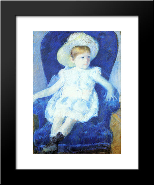 Elsie In A Blue Chair 20x24 Black Modern Wood Framed Art Print Poster by Cassatt, Mary