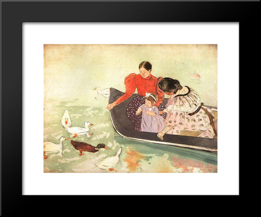 Feeding The Ducks 20x24 Black Modern Wood Framed Art Print Poster by Cassatt, Mary