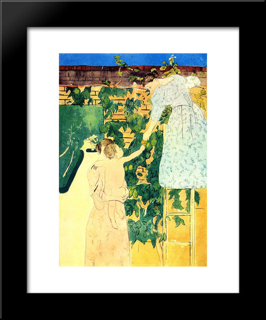 Gathering Fruit 20x24 Black Modern Wood Framed Art Print Poster by Cassatt, Mary
