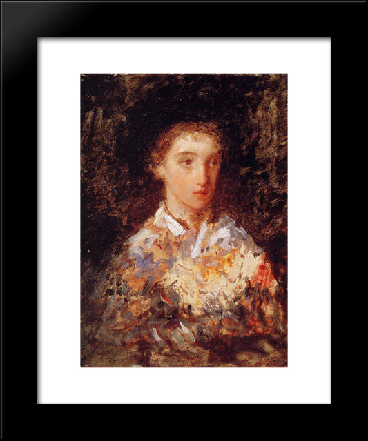 Head Of A Young Girl 20x24 Black Modern Wood Framed Art Print Poster by Cassatt, Mary