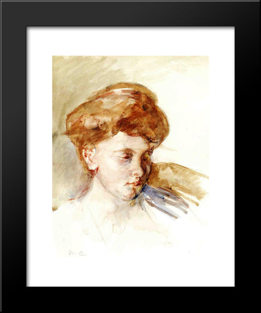 Head Of A Young Woman 20x24 Black Modern Wood Framed Art Print Poster by Cassatt, Mary