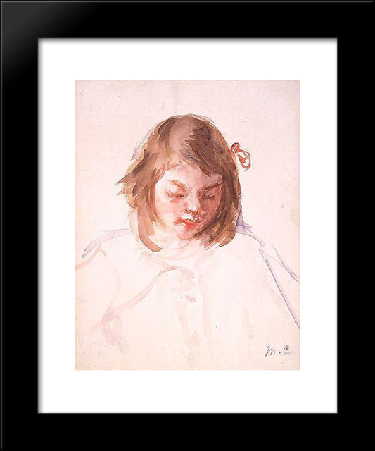 Head Of Francoise Looking Down (No.4) 20x24 Black Modern Wood Framed Art Print Poster by Cassatt, Mary