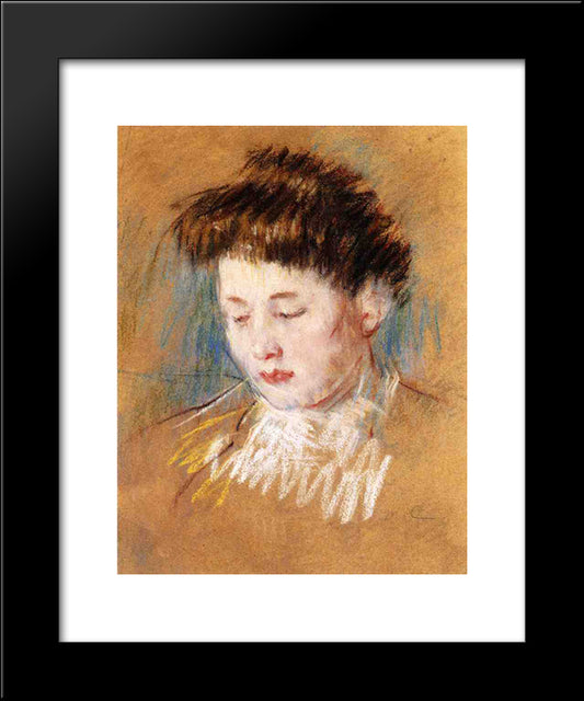 Head Of Julie, Looking Down 20x24 Black Modern Wood Framed Art Print Poster by Cassatt, Mary