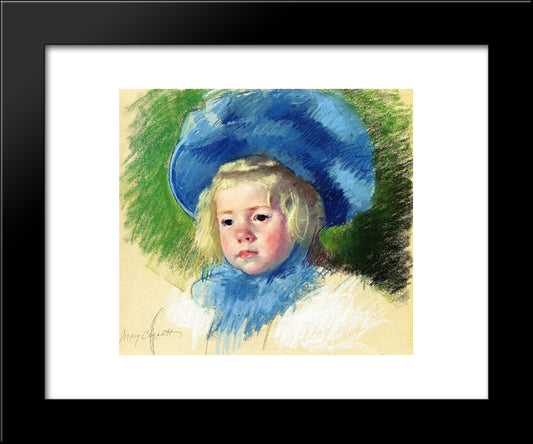 Head Of Simone In A Large Plumes Hat, Looking Left 20x24 Black Modern Wood Framed Art Print Poster by Cassatt, Mary