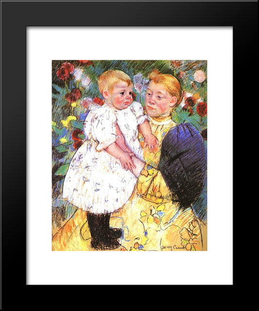 In The Garden 20x24 Black Modern Wood Framed Art Print Poster by Cassatt, Mary