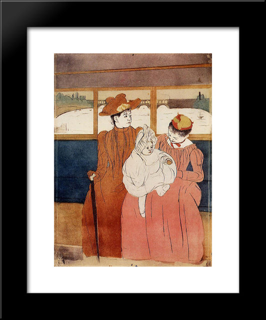 Interior Of A Tramway Passing A Bridge 20x24 Black Modern Wood Framed Art Print Poster by Cassatt, Mary