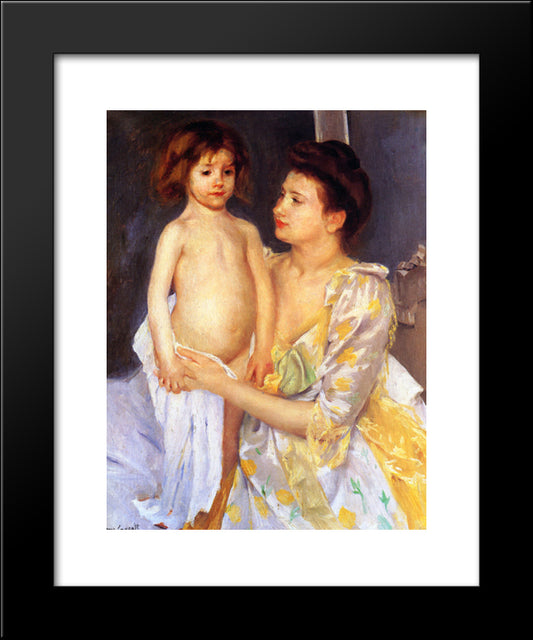 Jules Being Dried By His Mother 20x24 Black Modern Wood Framed Art Print Poster by Cassatt, Mary