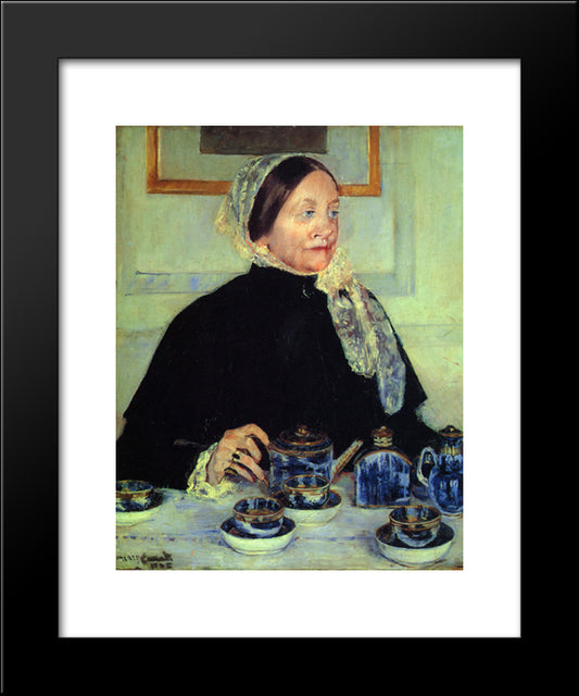 Lady At The Tea Table 20x24 Black Modern Wood Framed Art Print Poster by Cassatt, Mary