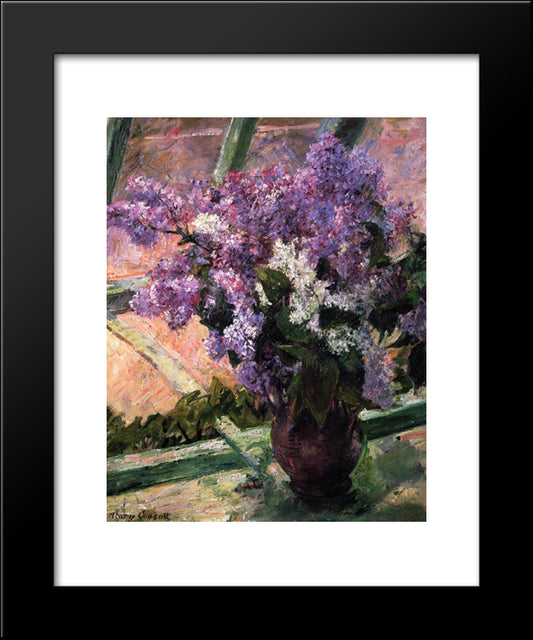 Lilacs In A Window 20x24 Black Modern Wood Framed Art Print Poster by Cassatt, Mary