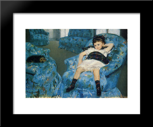 Little Girl In A Blue Armchair 20x24 Black Modern Wood Framed Art Print Poster by Cassatt, Mary