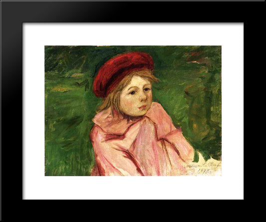 Little Girl In A Red Beret 20x24 Black Modern Wood Framed Art Print Poster by Cassatt, Mary