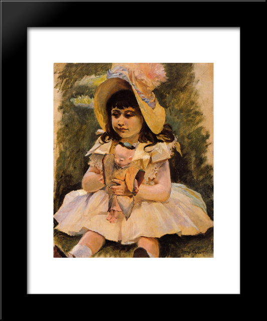 Little Girl With A Japanese Doll 20x24 Black Modern Wood Framed Art Print Poster by Cassatt, Mary