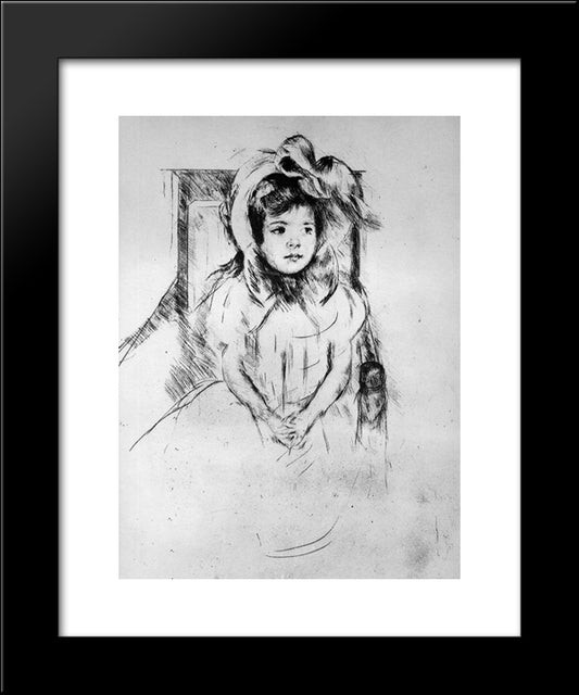 Little Girl With Cap Sun 20x24 Black Modern Wood Framed Art Print Poster by Cassatt, Mary