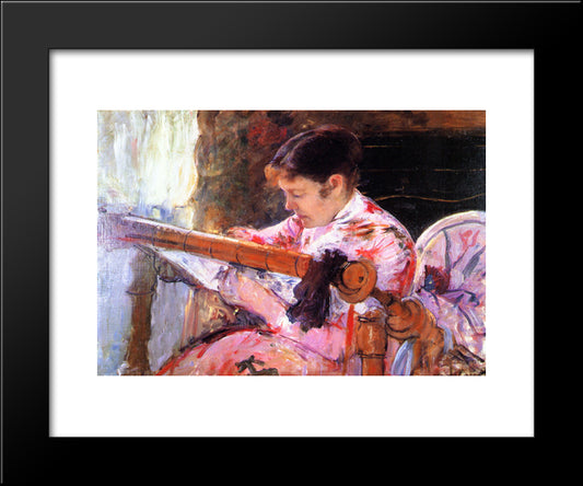 Lydia At The Tapestry Loom 20x24 Black Modern Wood Framed Art Print Poster by Cassatt, Mary