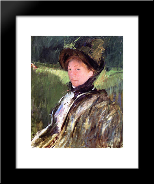 Lydia Cassatt In A Green Bonnet And A Coat 20x24 Black Modern Wood Framed Art Print Poster by Cassatt, Mary