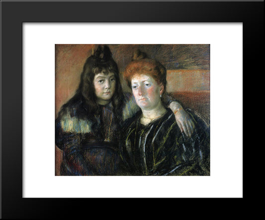 Madame Meerson And Her Daughter 20x24 Black Modern Wood Framed Art Print Poster by Cassatt, Mary