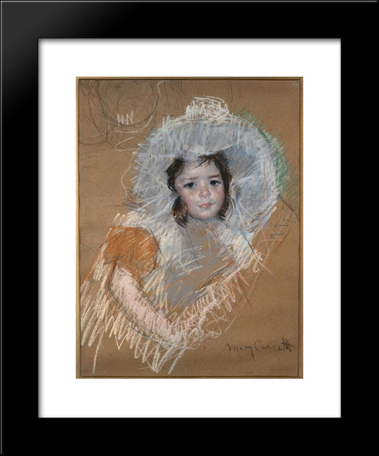 Margot Lux With A Wide Hat 20x24 Black Modern Wood Framed Art Print Poster by Cassatt, Mary