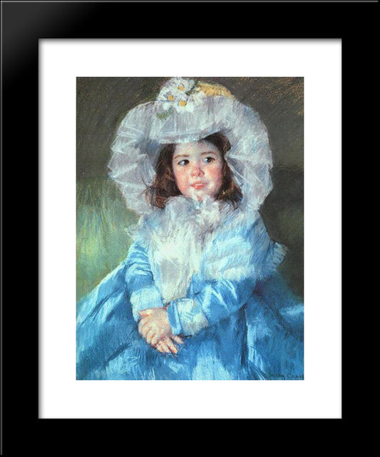 Margot In Blue 20x24 Black Modern Wood Framed Art Print Poster by Cassatt, Mary