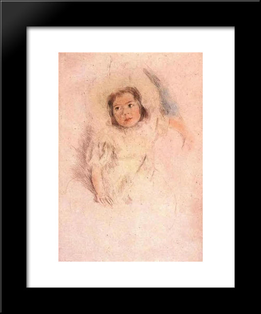 Margot Wearing A Bonnet 20x24 Black Modern Wood Framed Art Print Poster by Cassatt, Mary