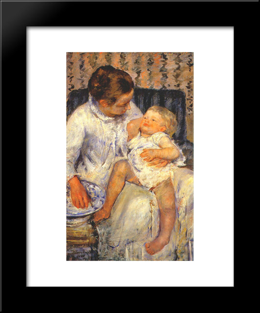 Mother About To Wash Her Sleepy Child 20x24 Black Modern Wood Framed Art Print Poster by Cassatt, Mary