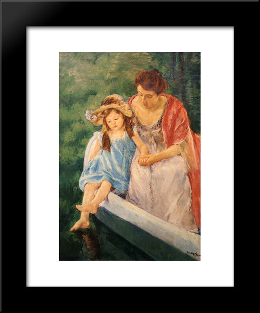 Mother And Child In A Boat 20x24 Black Modern Wood Framed Art Print Poster by Cassatt, Mary