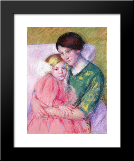 Mother And Child Reading 20x24 Black Modern Wood Framed Art Print Poster by Cassatt, Mary