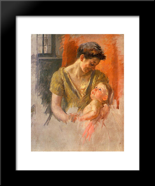 Mother And Child Smiling At Each Other 20x24 Black Modern Wood Framed Art Print Poster by Cassatt, Mary