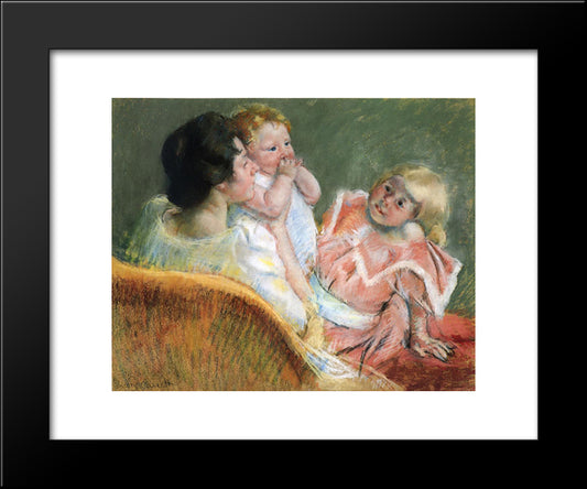 Mother And Children 20x24 Black Modern Wood Framed Art Print Poster by Cassatt, Mary
