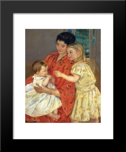 Mother And Sara Admiring The Baby 20x24 Black Modern Wood Framed Art Print Poster by Cassatt, Mary