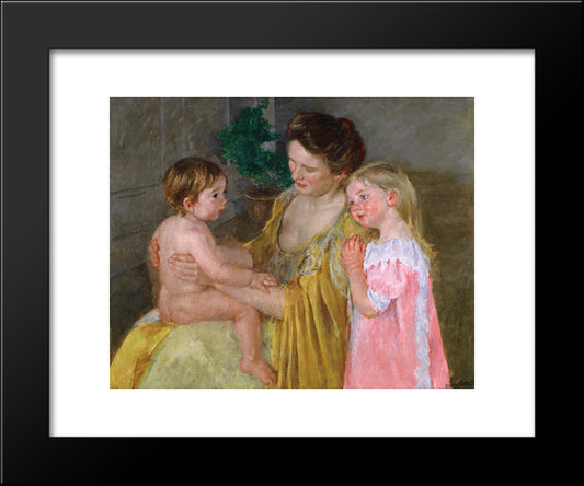 Mother And Two Children 20x24 Black Modern Wood Framed Art Print Poster by Cassatt, Mary