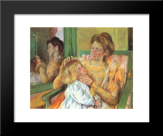 Mother Combing Her Child'S Hair 20x24 Black Modern Wood Framed Art Print Poster by Cassatt, Mary
