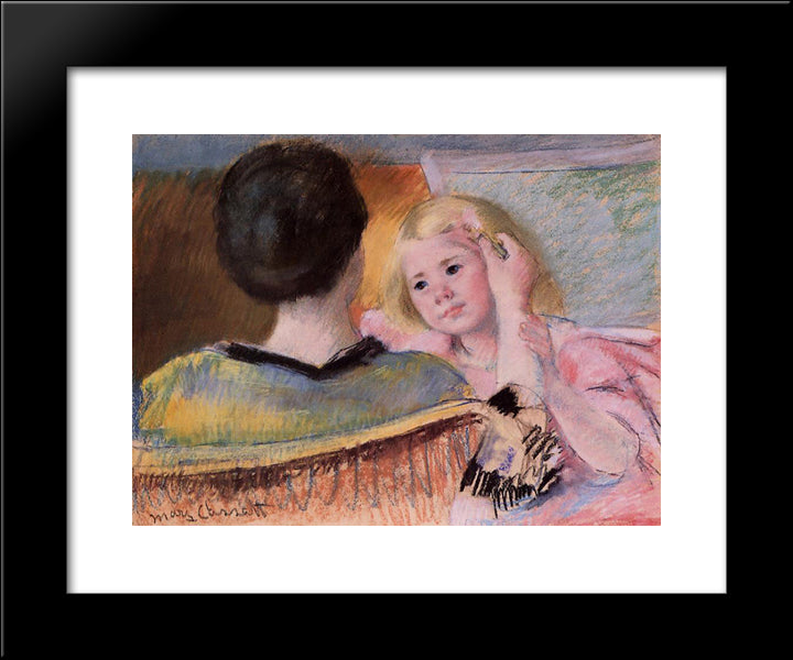 Mother Combing Sara'S Hair 20x24 Black Modern Wood Framed Art Print Poster by Cassatt, Mary
