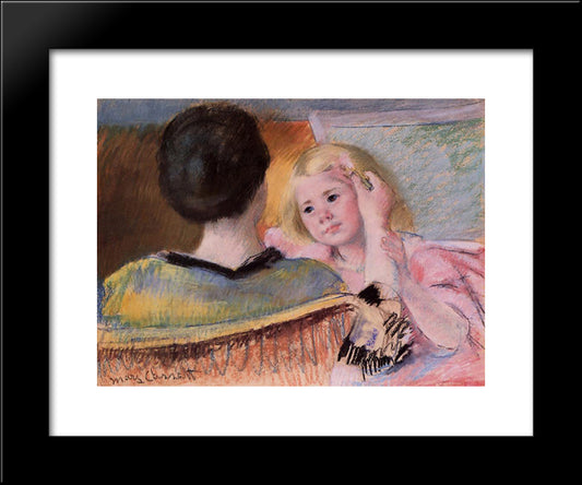 Mother Combing Sara'S Hair 20x24 Black Modern Wood Framed Art Print Poster by Cassatt, Mary