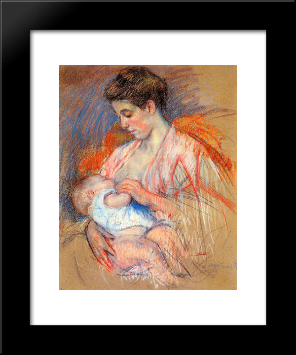 Mother Jeanne Nursing Her Baby 20x24 Black Modern Wood Framed Art Print Poster by Cassatt, Mary